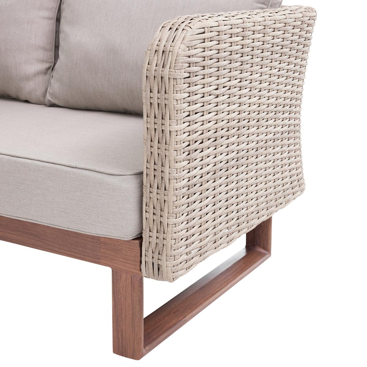 KOMPLET STOŁOWY NA TARAS ELISAVETA - kremowy/jasnobrązowy, Modern, tworzywo sztuczne/metal (254/69/215cm) - Bessagi Garden