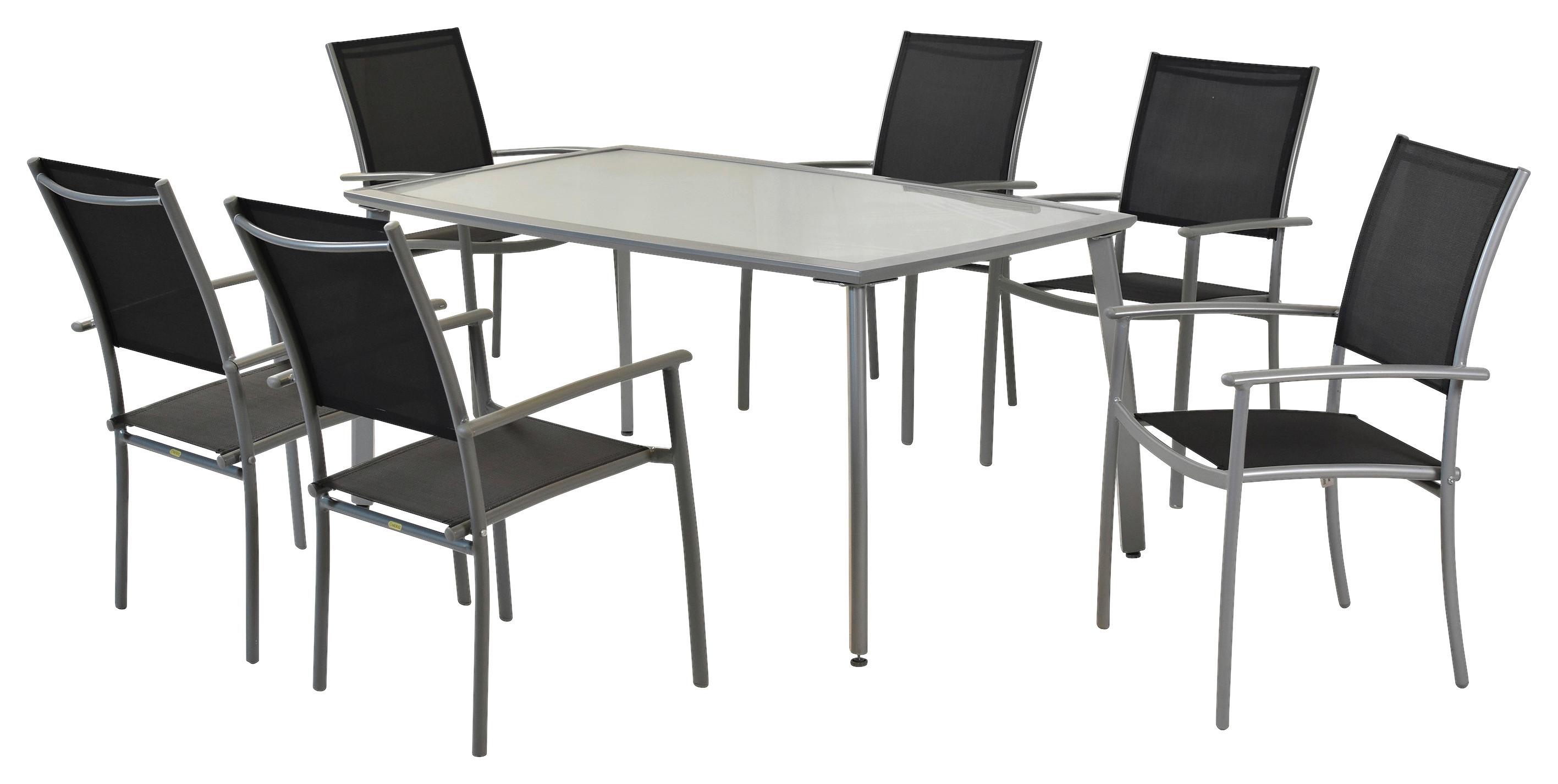 Vrtni Set Milano, 7-Delni - srebrne barve/črna, Moderno, kovina/tekstil - Gardenson