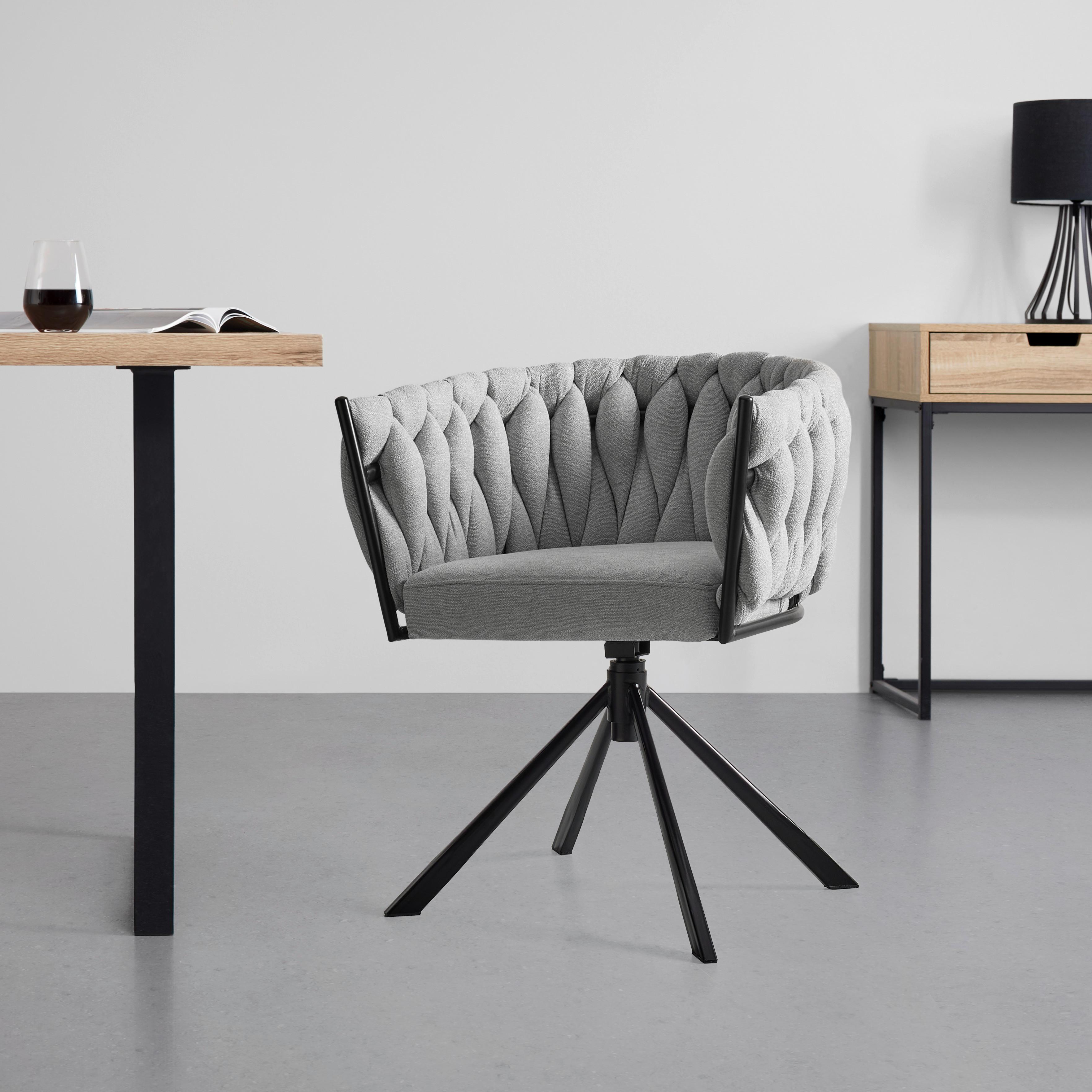 Armlehnstuhl in Hellgrau - Hellgrau/Schwarz, Modern, Holz/Textil (64/80/55cm) - Premium Living