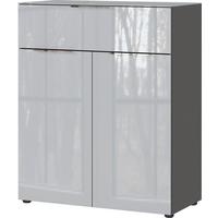 Kommode Oakland in Grau/Graphitfarben - Chromfarben/Graphitfarben, MODERN, Glas/Holzwerkstoff (83/102/42cm) - Premium Living