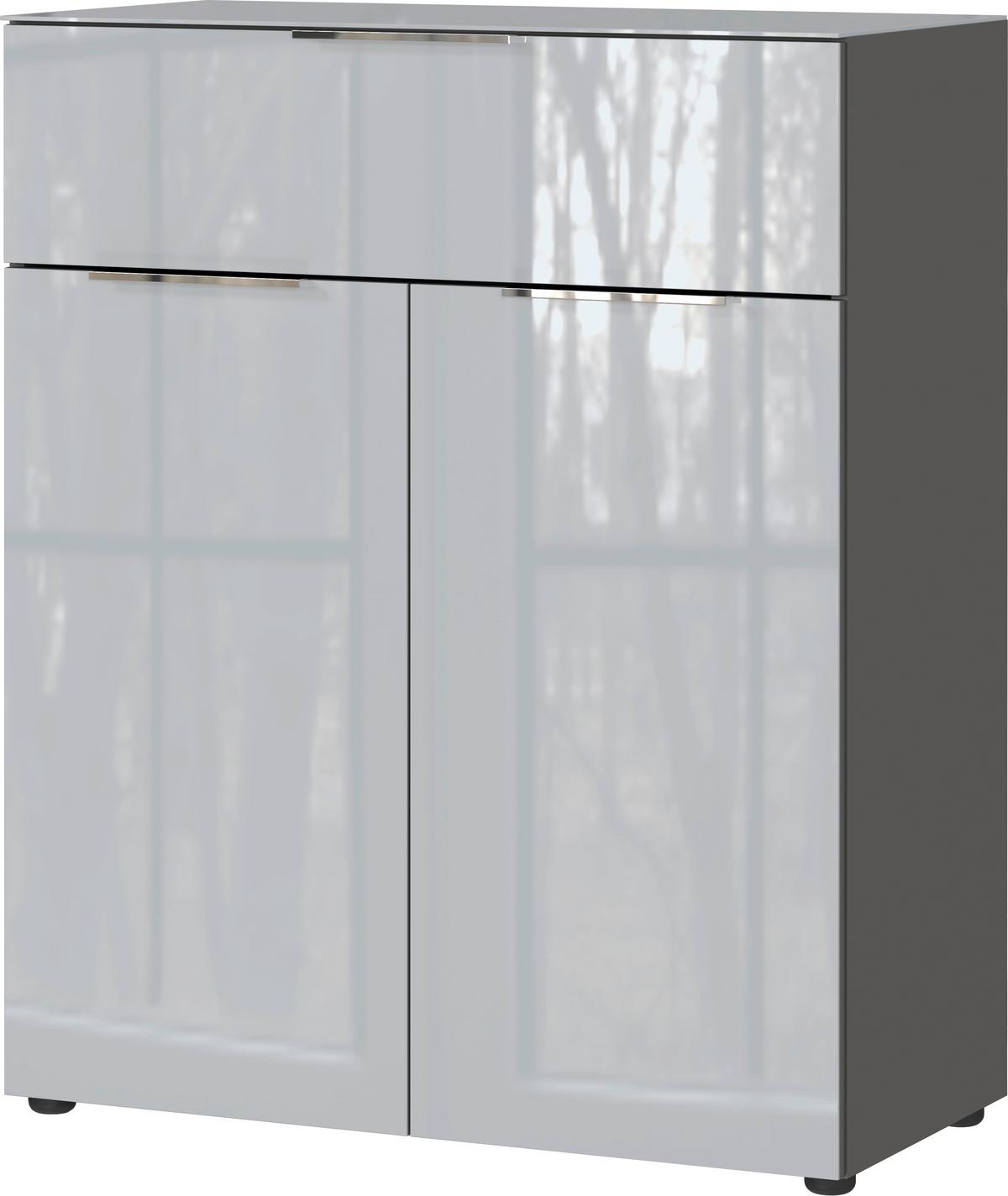 Kommode Oakland in Grau/Graphitfarben - Chromfarben/Graphitfarben, MODERN, Glas/Holzwerkstoff (83/102/42cm) - Premium Living