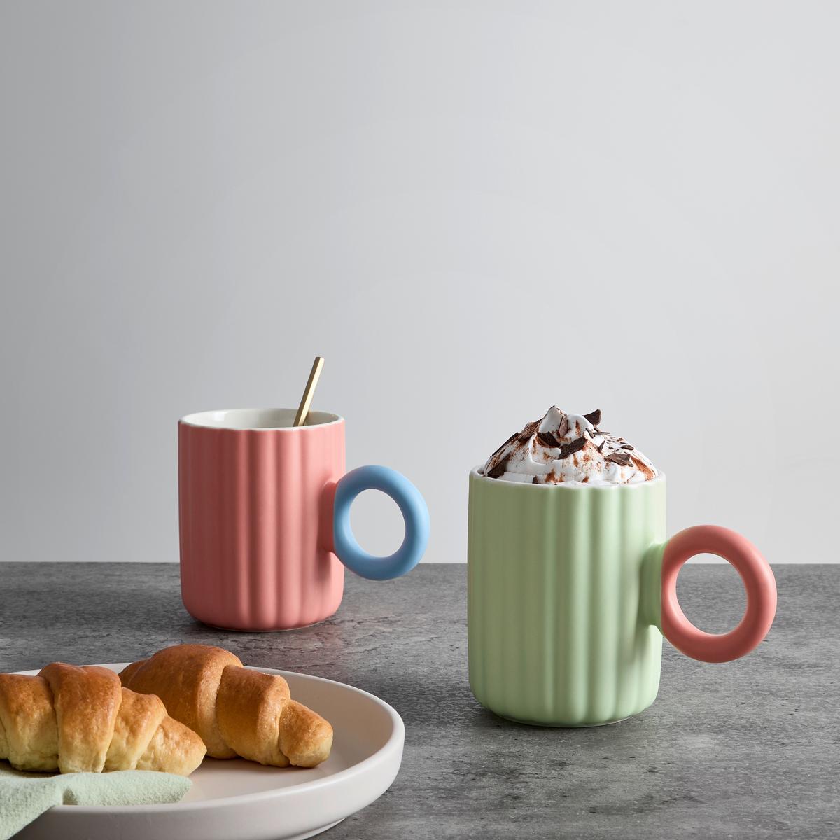 Kaffeebecherset Betty Mint/Rosa, 2-teilig - Pink/Pastellblau, MODERN, Keramik (8.4/10.5/8.4cm)