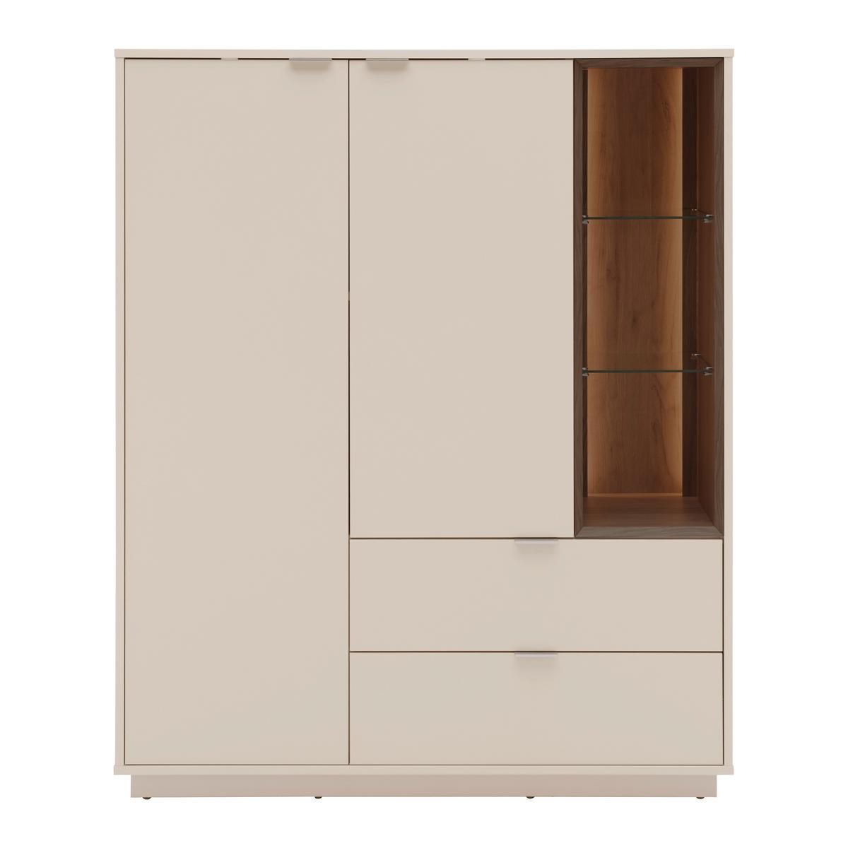 Sideboard Velasca Type 06 Eichefarben/Kaschmir - Kaschmir/Eichefarben, MODERN, Glas/Holzwerkstoff (116,4/141,6/40cm) - Premium Living