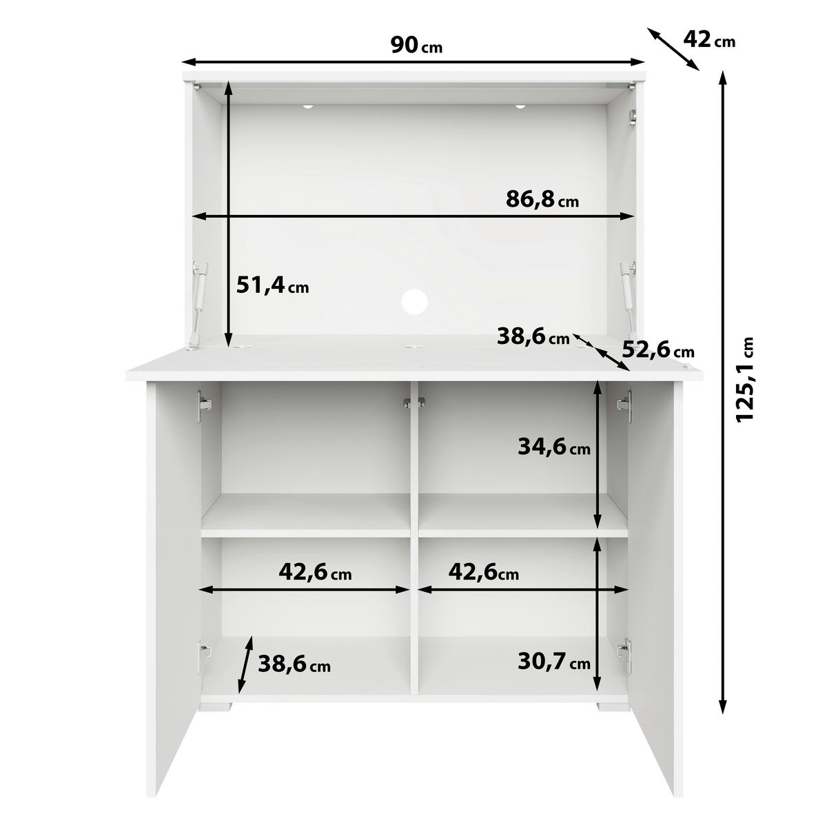 Sekretär VERA 90 Eichefarben - Eichefarben/Grau, Design, Holzwerkstoff/Kunststoff (90/125,1/42cm) - P & B