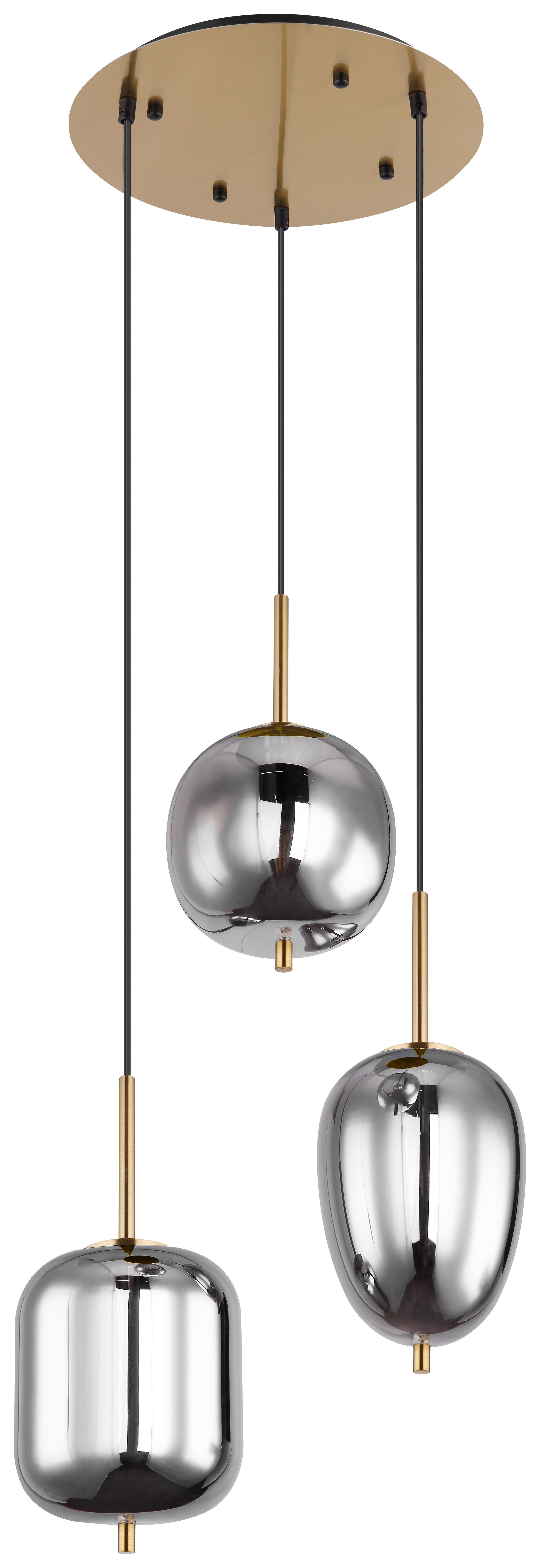 Hängeleuchte Blacky I in Messingfarben max. 40 Watt - Messingfarben, Design, Glas/Metall (46/120cm) - Globo