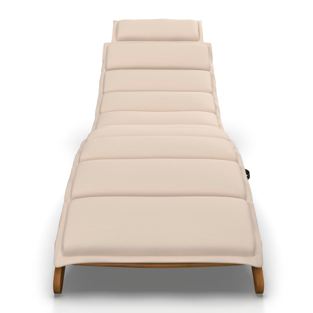 Gartenliege Bora Beige Akazie/Outdoorstoff - Beige, MODERN, Holz/Textil (180/54/62cm) - Bessagi Garden