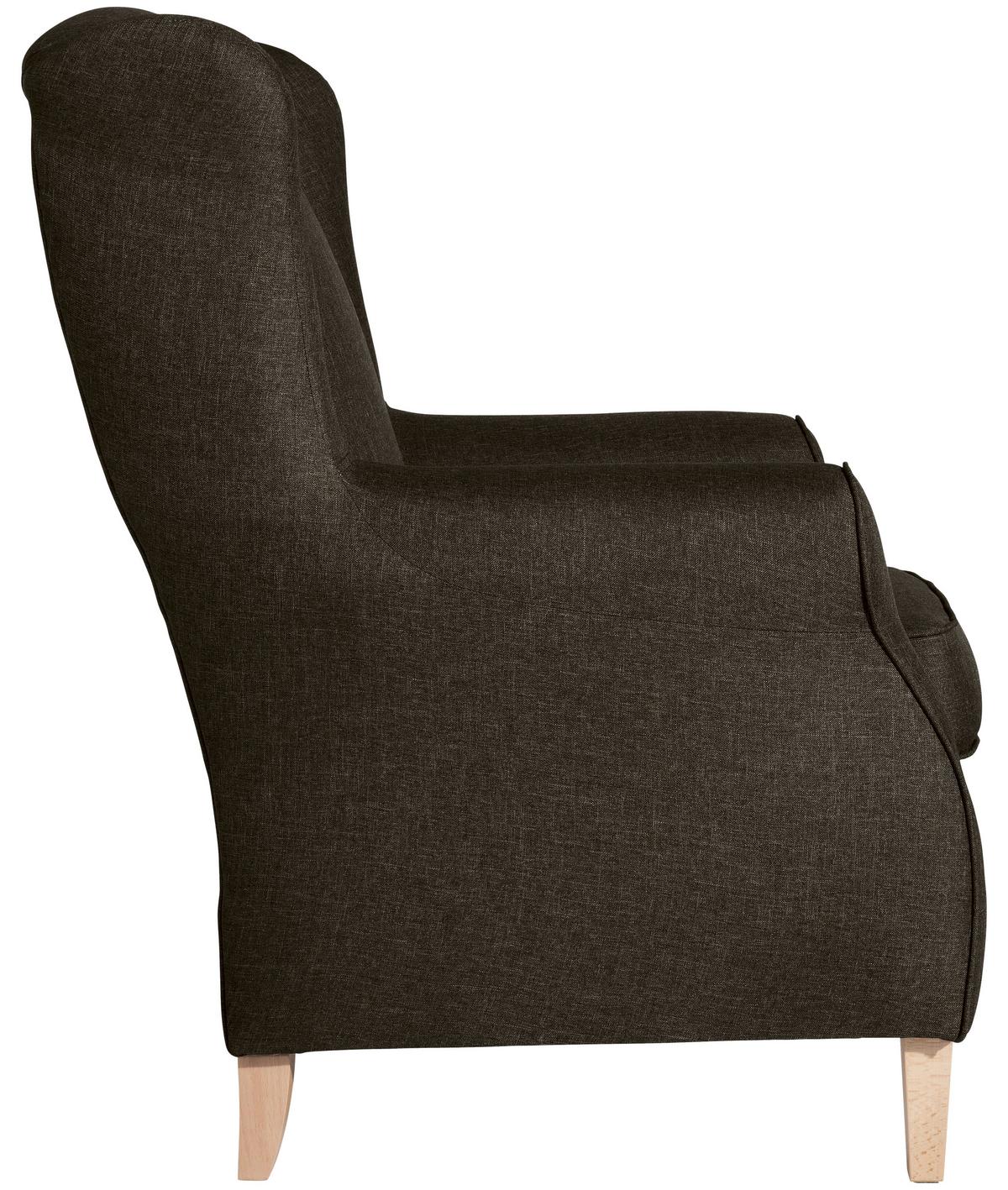 Ohrensessel Lorris Braun Flachgewebe - Buchefarben/Braun, Design, Holz/Textil (77/103/86cm) - Max Winzer