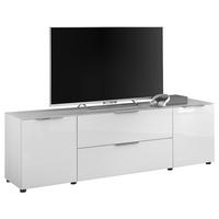 Lowboard Siena Weiß - Chromfarben/Schwarz, MODERN, Glas/Holzwerkstoff (180/55/40cm) - Mömax