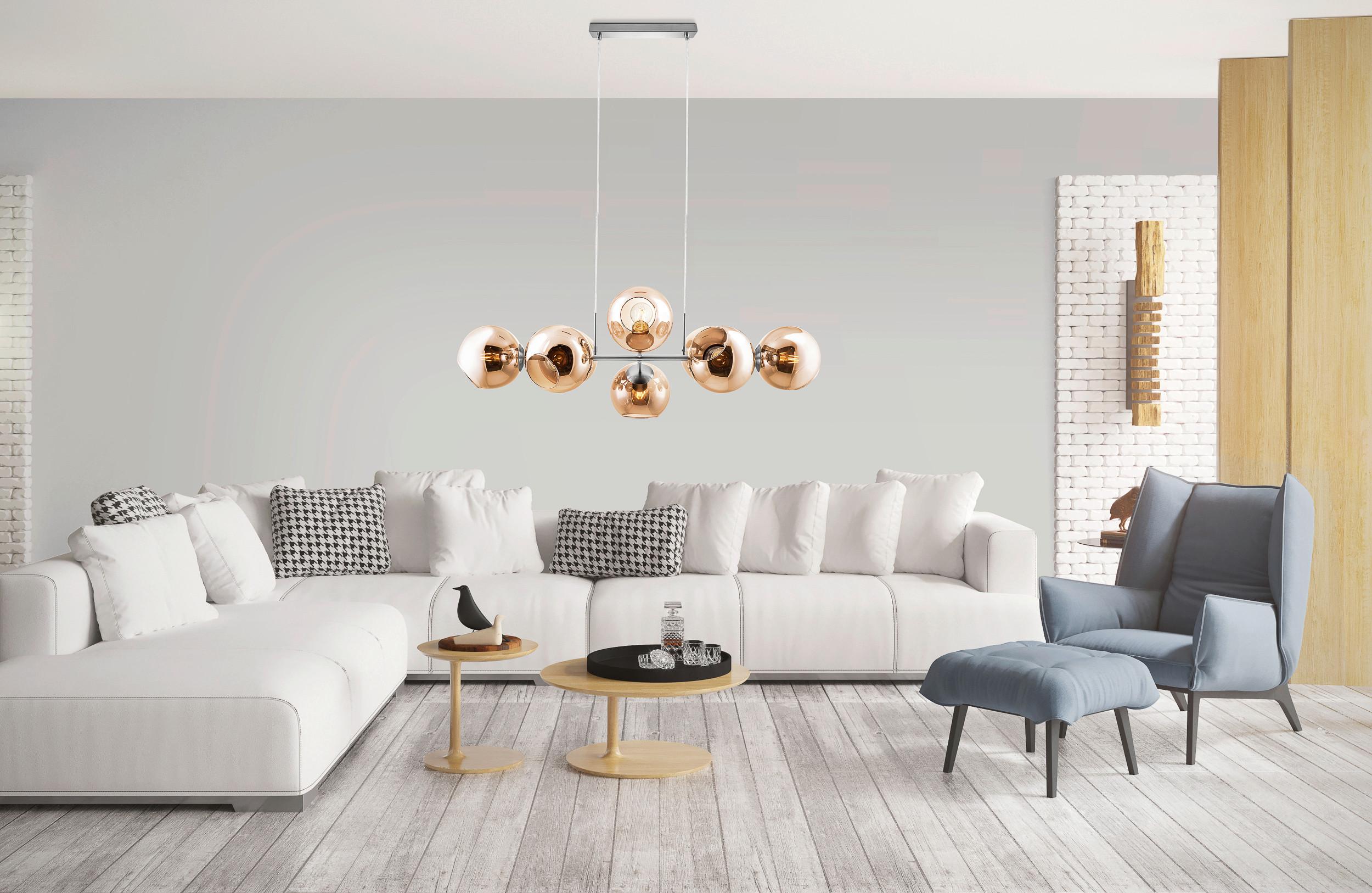 HÄNGELEUCHTE 31240823 PILAR - Orange/Nickelfarben, Design, Glas/Metall (100/38/150cm) - Globo