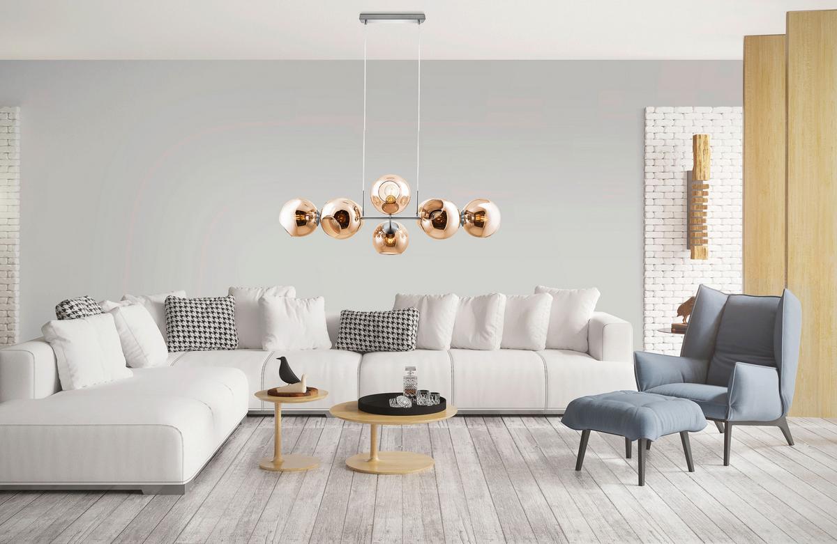 HÄNGELEUCHTE 31240823 PILAR - Orange/Nickelfarben, Design, Glas/Metall (100/38/150cm) - Globo