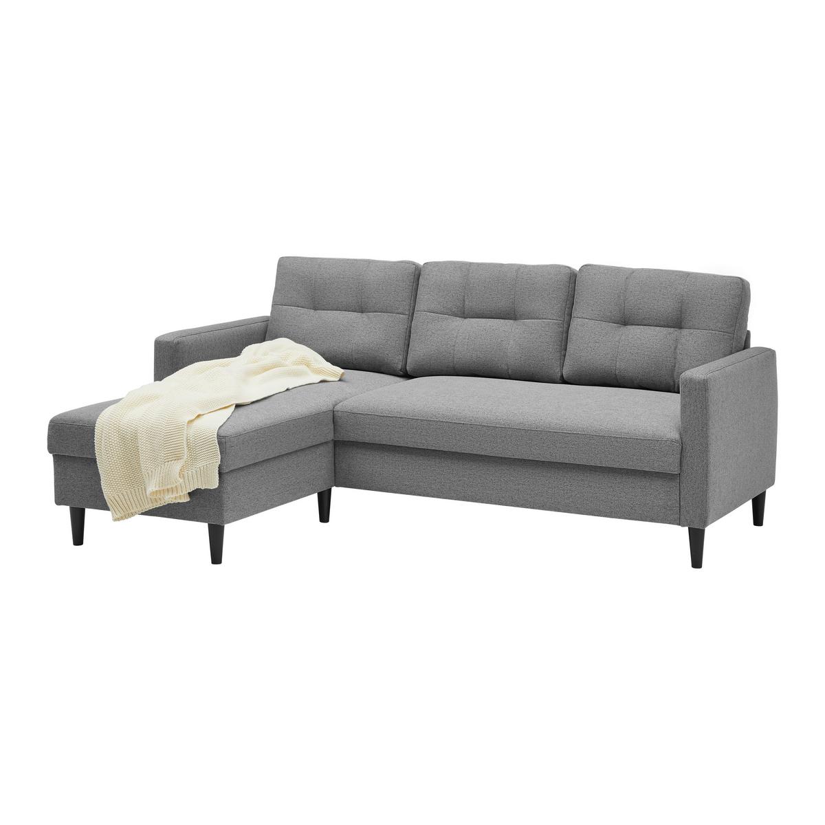 Wohnlandschaft Bergen Grau - Hellgrau/Schwarz, MODERN, Holz/Holzwerkstoff (192/82/138cm) - Based