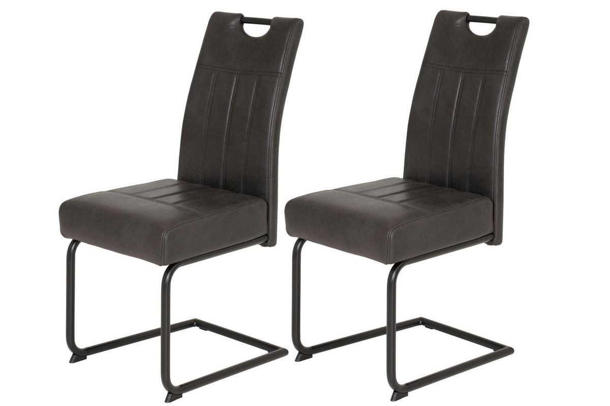 Schwingstuhl-Set Betty S 2er-Set ca. 43x99 cm Anthrazit - Anthrazit/Schwarz, MODERN, Textil/Metall (43/61/99cm) - MID.YOU