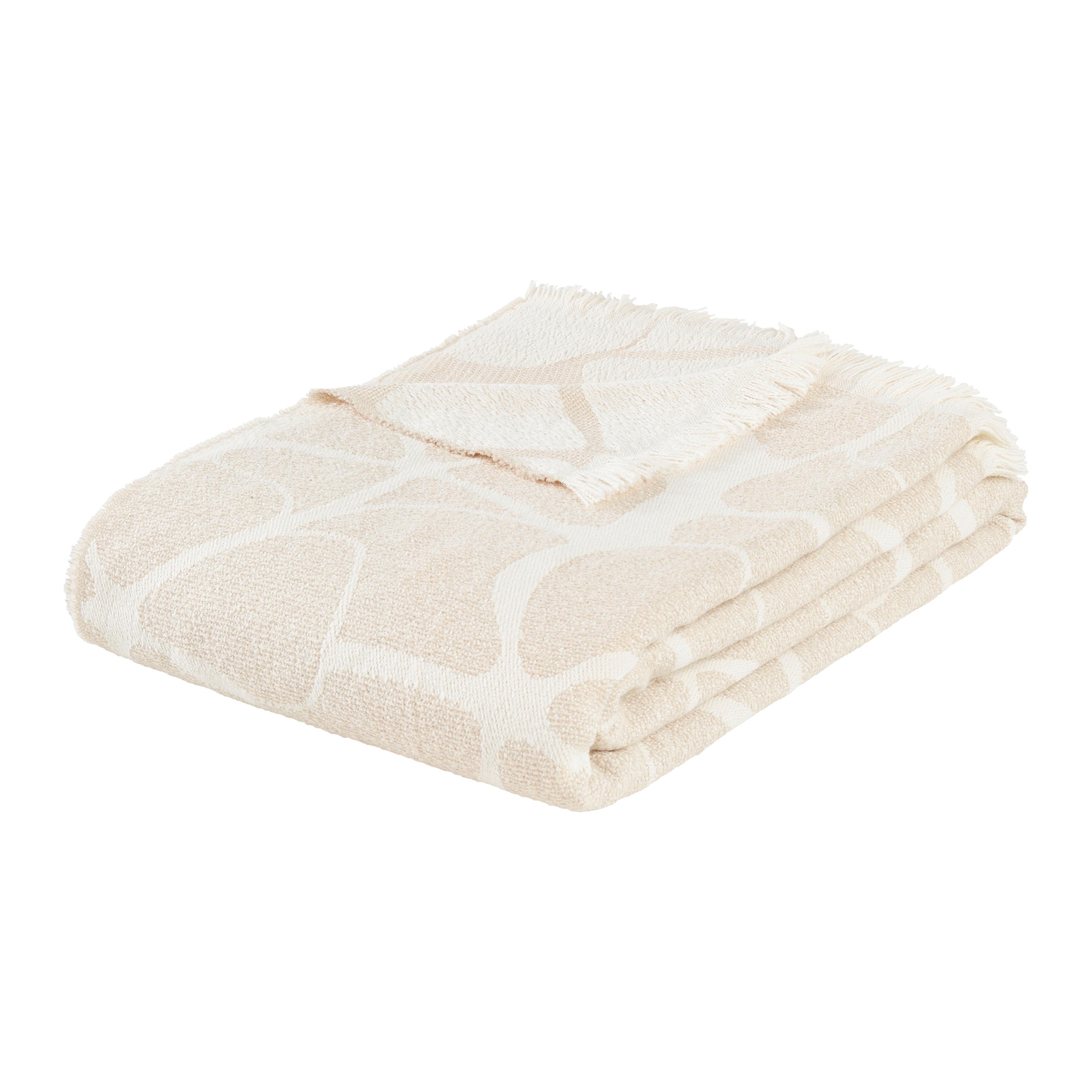 Ćebe 130x170cm Blooming - bela/bež, Moderno, tekstil (130/170cm) - Modern Living