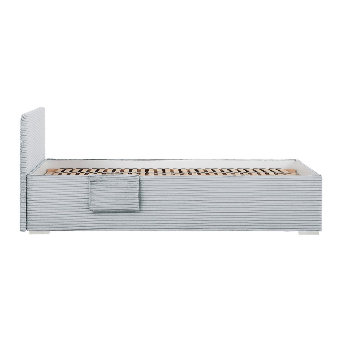 Bett Remi Graublau ca. 90x200cm - Chromfarben/Graublau, KONVENTIONELL, Holz/Kunststoff (90/200cm) - Mömax