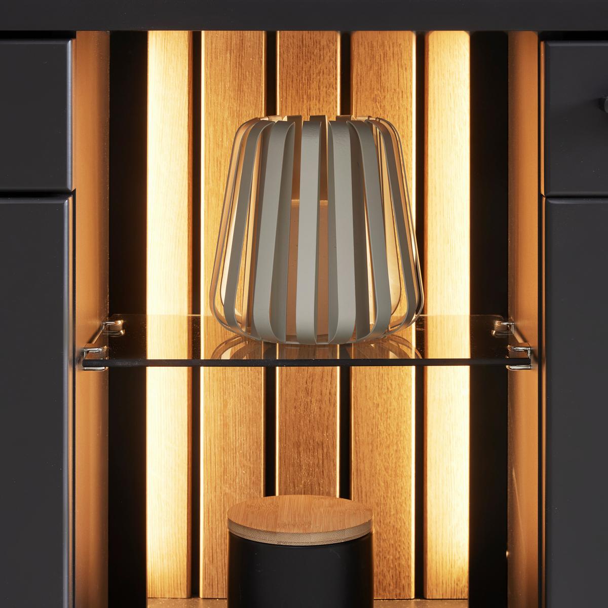 TV-Element Carreto in Schwarz/Eichefarben - Eichefarben/Anthrazit, MODERN, Glas/Holzwerkstoff (180/57/50cm) - Premium Living