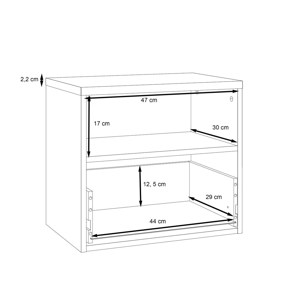 Nočna Omarica Dalate - boje hrasta/crna, Moderno, drvni materijal/plastika (50,2/45,2/33,8cm) - Mömax