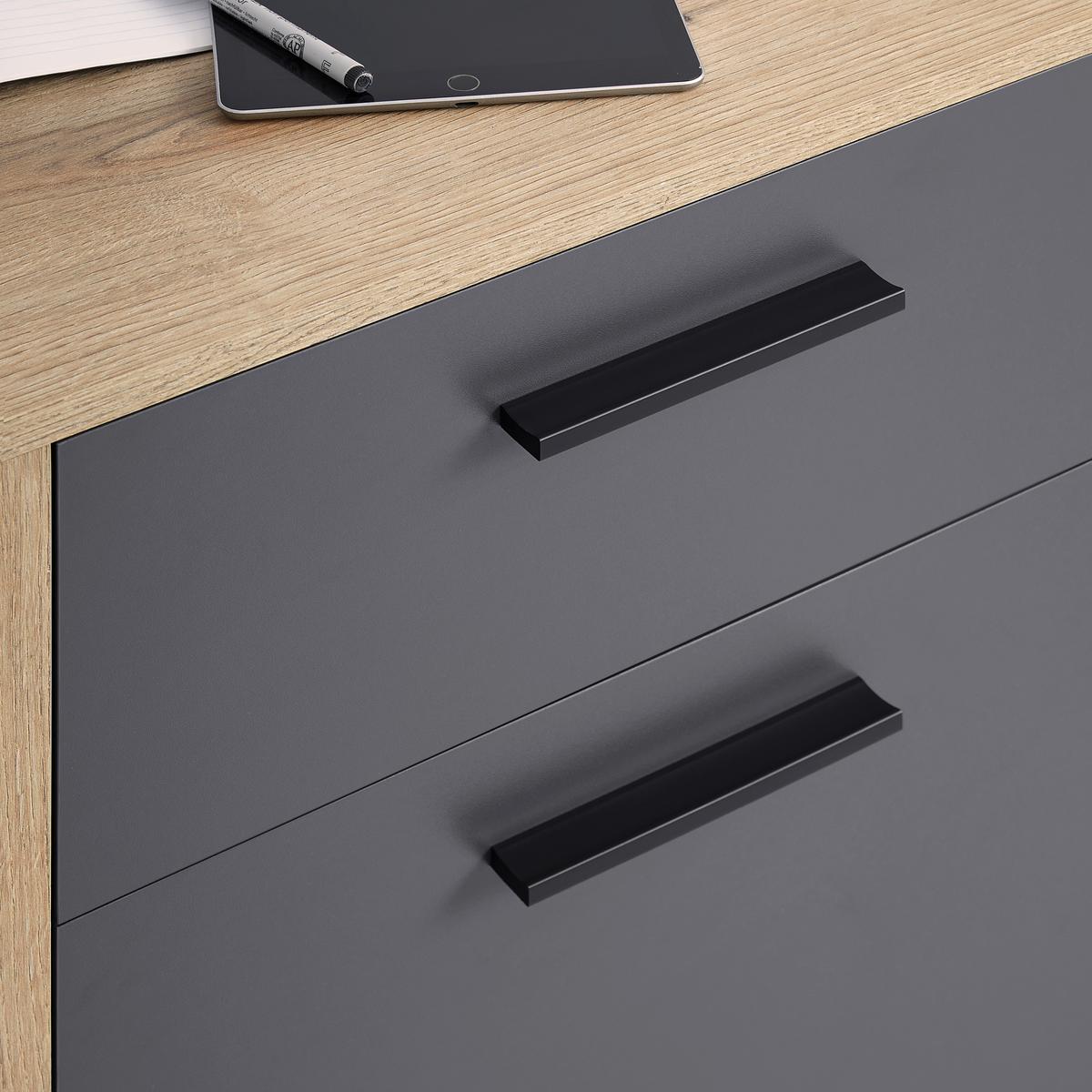 Pisalna Miza Cadix, Antracit, Barva Hrasta - črna/barve hrasta, Konvencionalno, umetna masa/leseni material (145/75/60cm) - Mömax