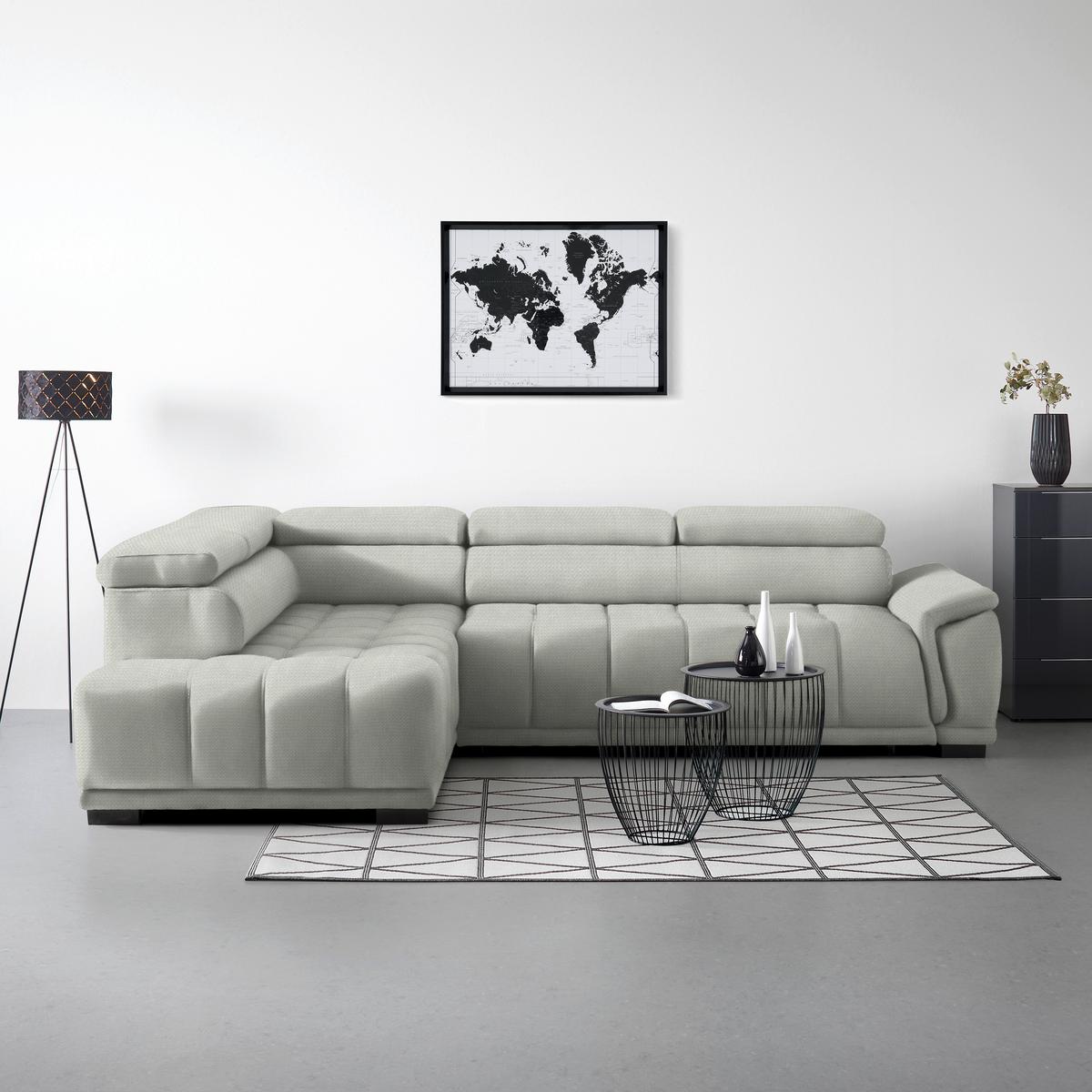 Ecksofa Gremio Links Sandfarben - Sandfarben/Schwarz, MODERN, Kunststoff/Textil (106/77-100/283-206cm) - Premium Living