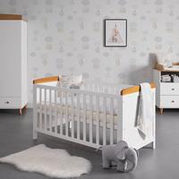 Gitterbett Lou Weiß ca. 70x140cm massivholz - Weiß/Kieferfarben, MODERN, Holz (144/75cm) - Bessagi Kids