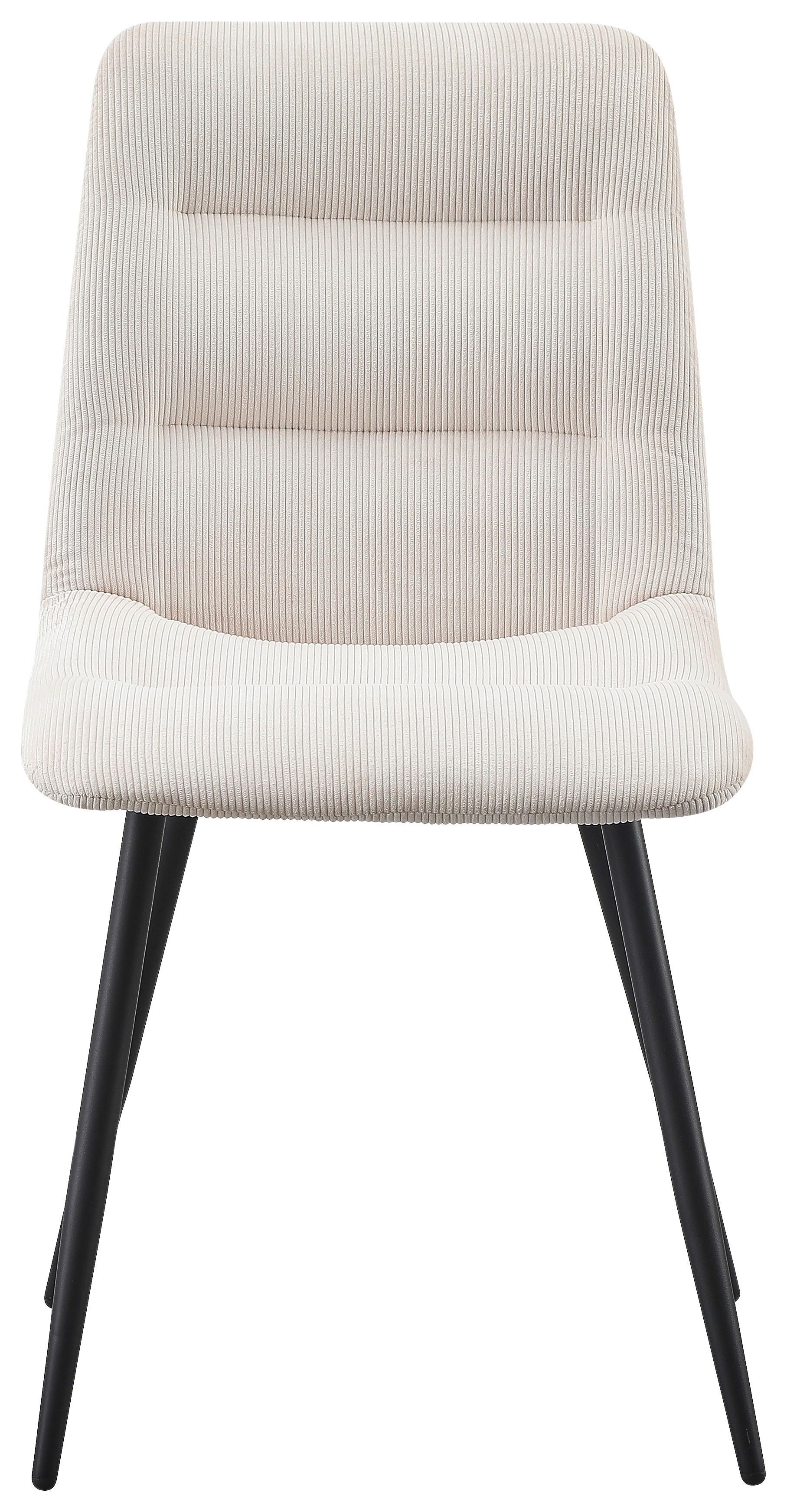 Stol Basti, Bela, Žamet - črna/bež, Moderno, kovina/tekstil (57/86/45cm)