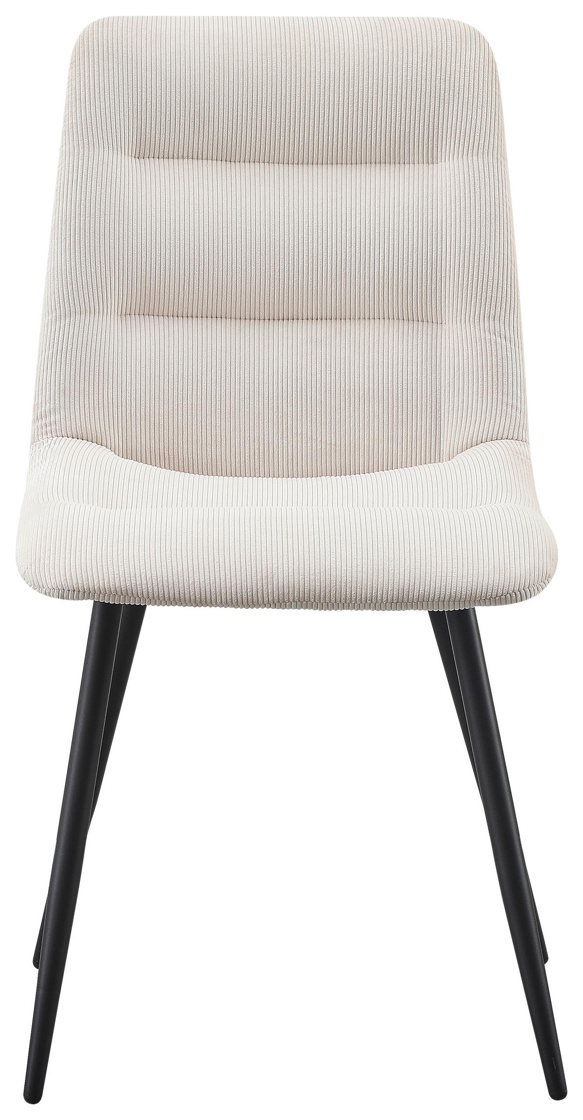 Stol Basti, Bela, Žamet - črna/bež, Moderno, kovina/tekstil (57/86/45cm)