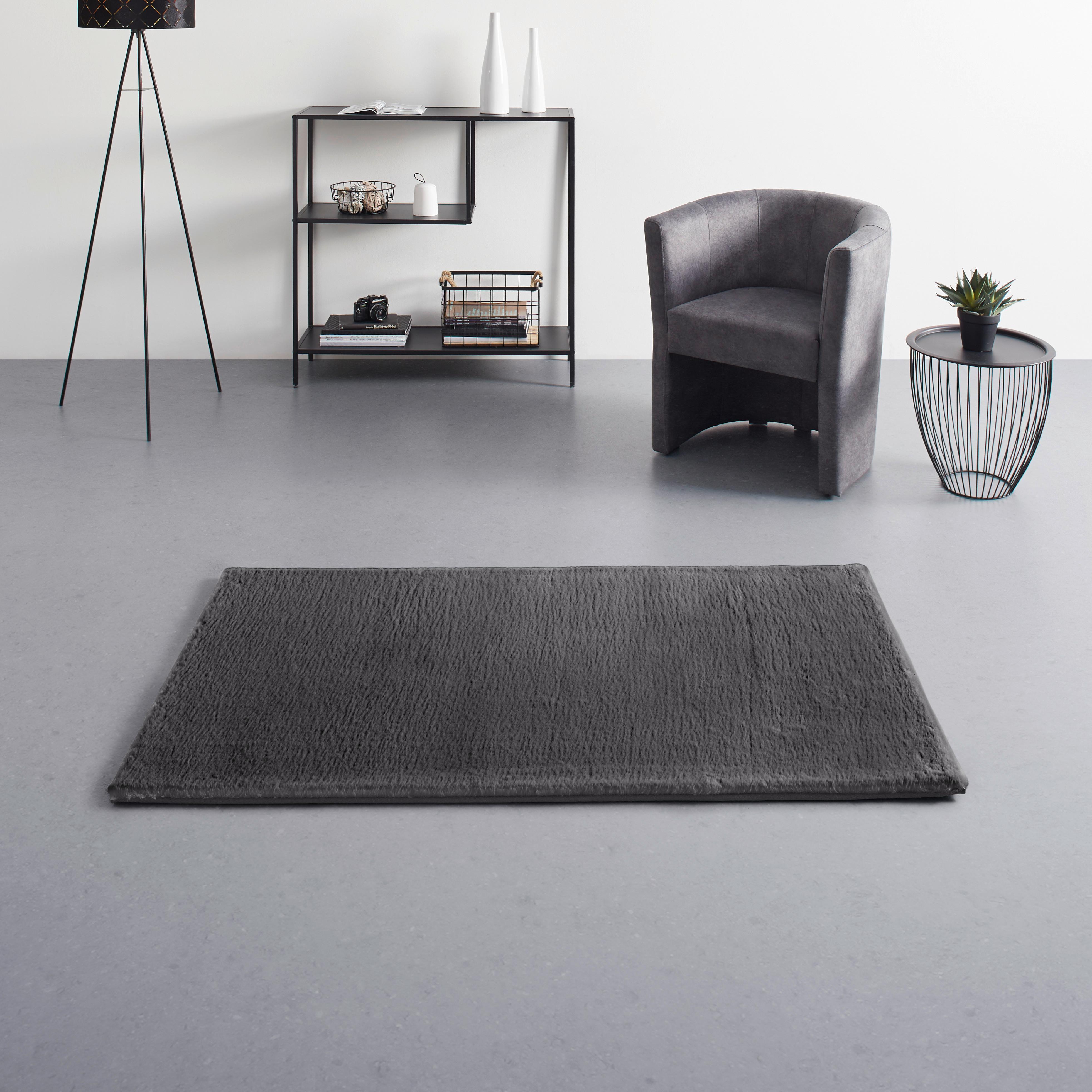 Kunstfell Caroline 1 in Anthrazit ca.80x150cm - Anthrazit, Textil (80/150cm) - Mömax