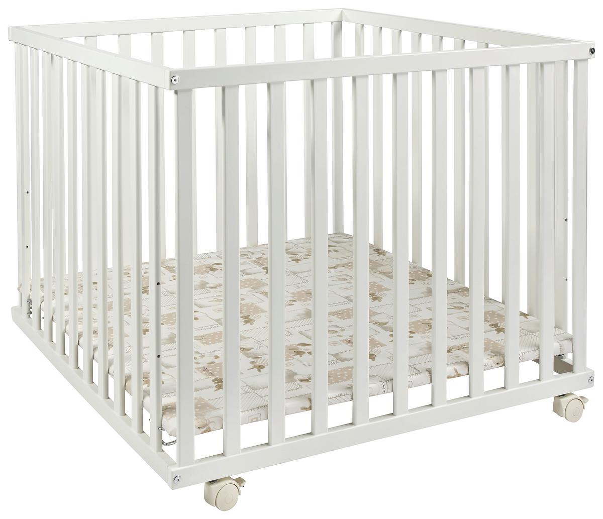 KOJEC NA KÓŁKACH ROMEO - biały, Basics, tworzywo sztuczne/drewno (97/97/70cm) - My Baby Lou