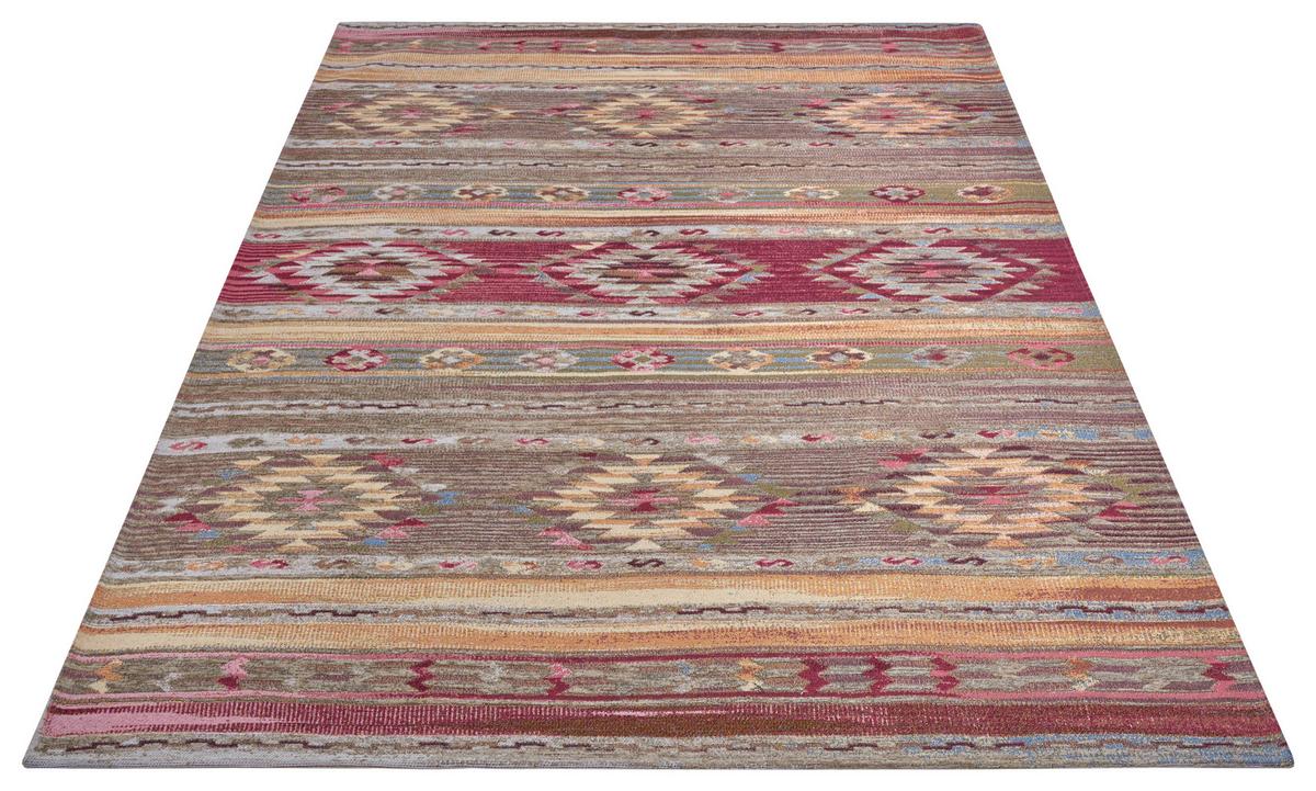 Flachwebeteppich Necla Multicolor ca. 60x90cm - Multicolor, Design, Kunststoff/Textil (60/90cm)