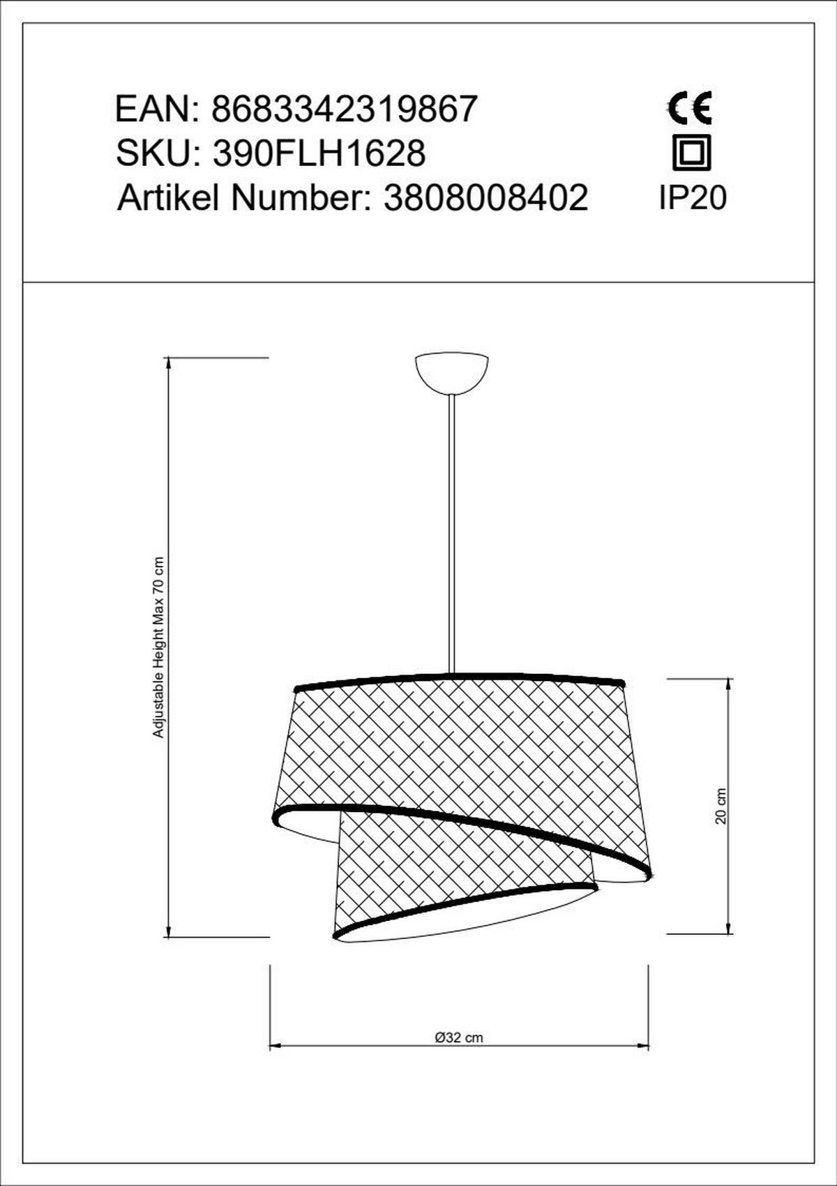 LAMPA WISZĄCA BARETTE - GOLD - beżowy/kolor złoty, Design, tworzywo sztuczne/metal (32/70cm) - P & B