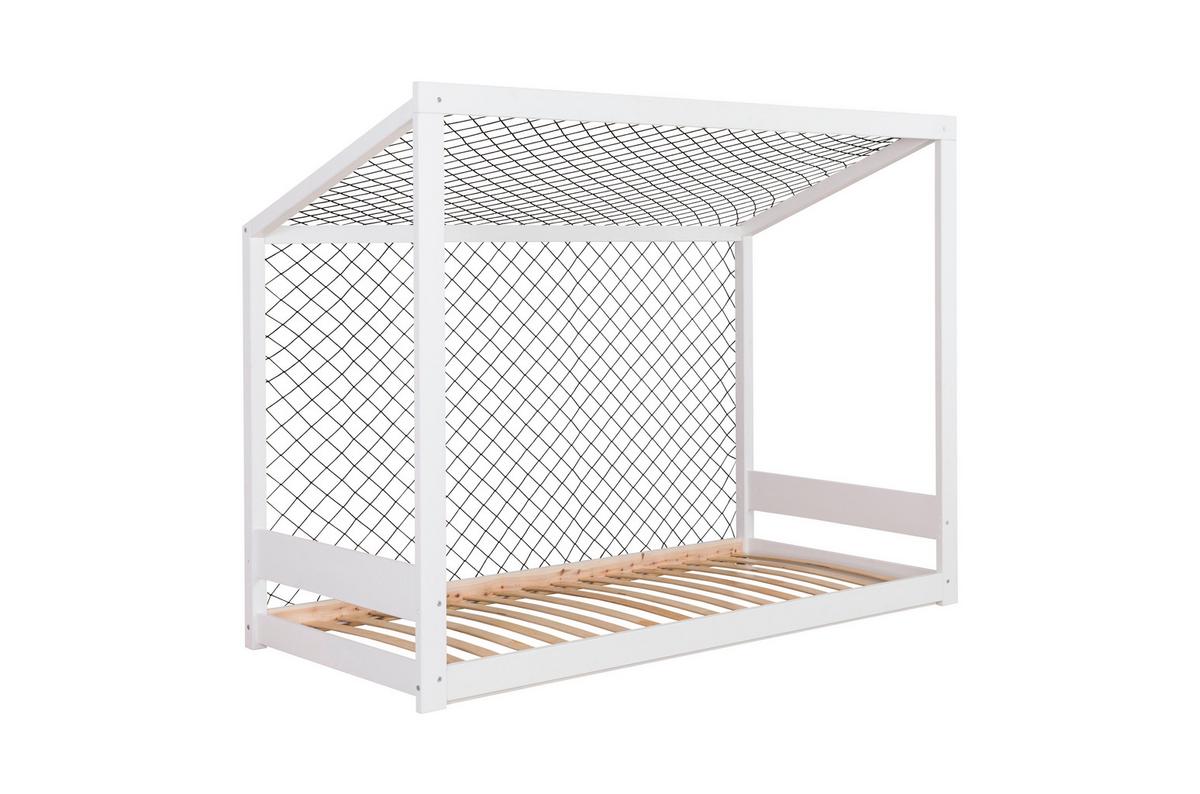 Bodenbett Fußball Holz ca. 90x200 cm Weiß - Naturfarben/Weiß, MODERN, Holz/Textil (90/200cm) - MID.YOU