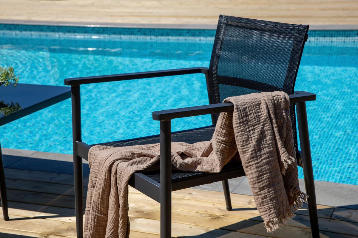 GARTENGARNITUR BREAK - Schwarz, KONVENTIONELL, Glas/Textil - Gardenson
