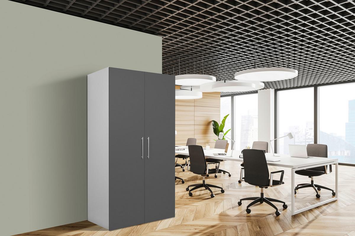 Schrankküche Economy Grau mit Geräte B: ca. 104 cm - Edelstahlfarben/Weiß, MODERN, Holzwerkstoff/Metall (104/193/67cm) - Respekta