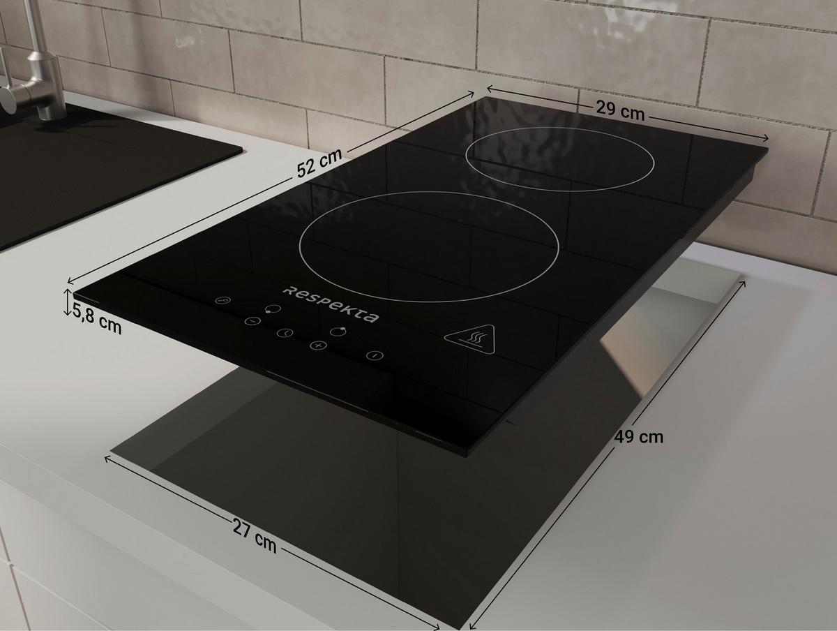 Indukcijska Kuhalna Plošča Domino, 29x52cm - črna, Basics, steklo (29/5,8/52cm) - Respekta