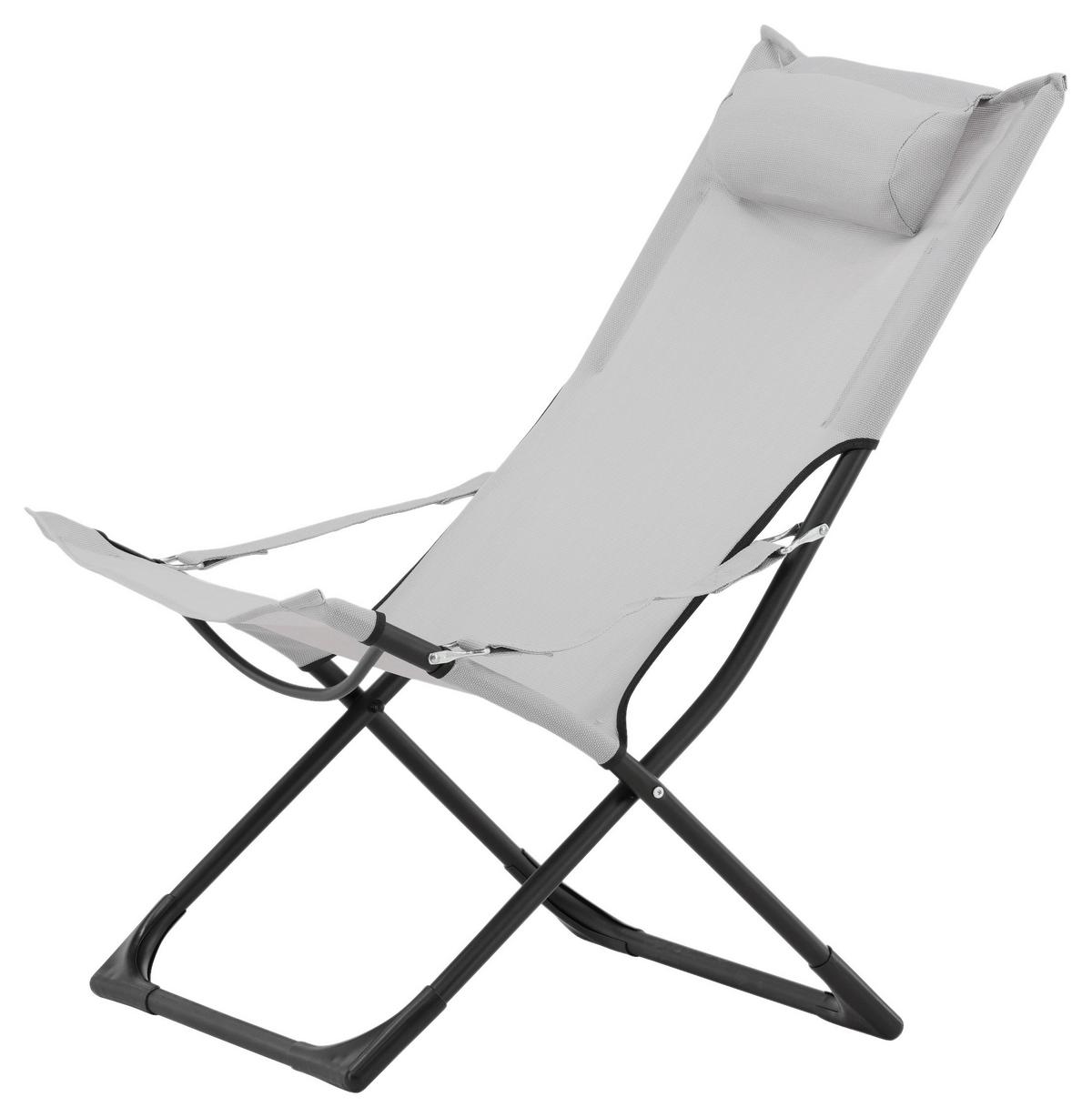 STRANDSTUHL SEVILLE - Schwarz/Grau, KONVENTIONELL, Textil/Metall (63/89/84cm) - Gardenson