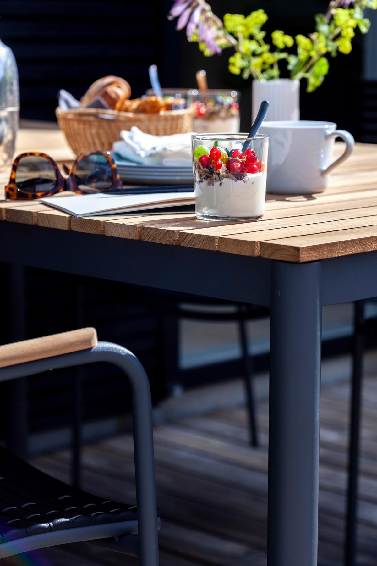 Gartentisch Mood Teakholz/Anthrazit - Anthrazit/Teakfarben, KONVENTIONELL, Holz/Metall (167,5/100/74cm) - Gardenson