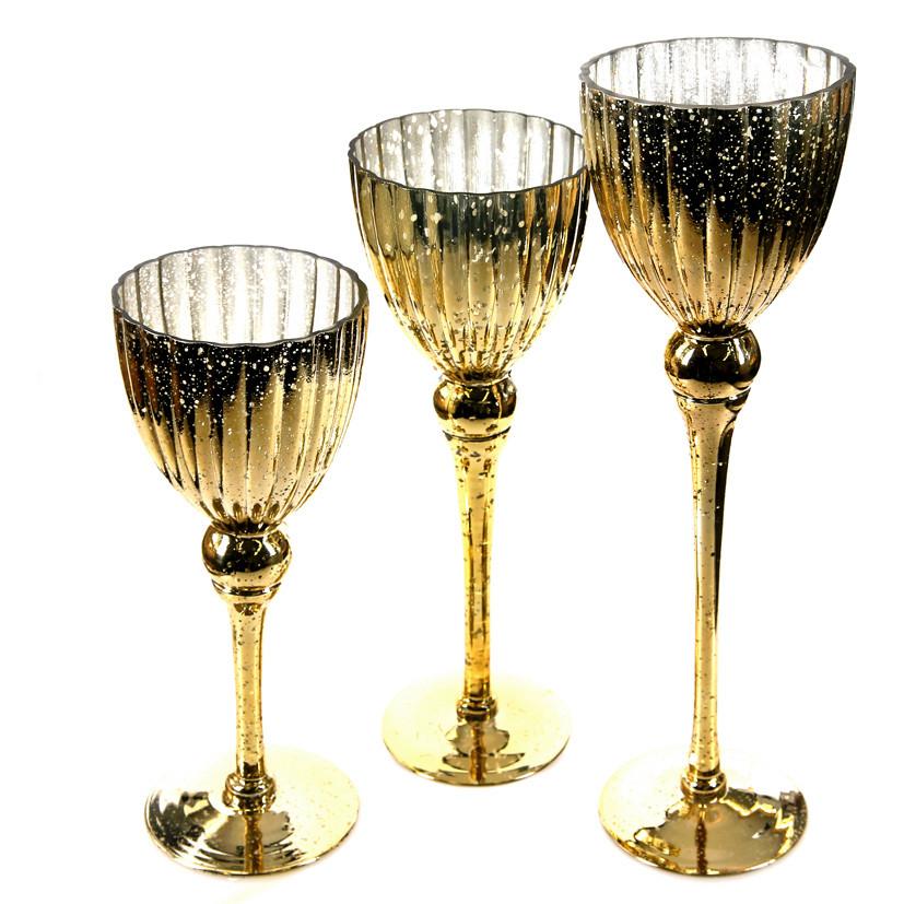 LATARENKA WINDLICHT AUF FUß - kolor złoty, Basics, szkło (13/30cm)