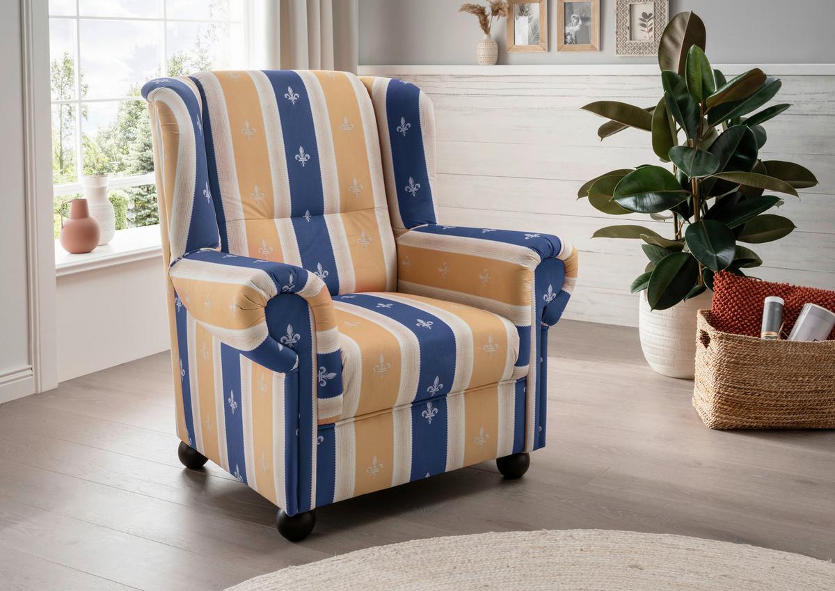Sesselset Torello Blau Mikrofaser - Blau, KONVENTIONELL, Holz/Textil (92/102/145cm) - Livetastic