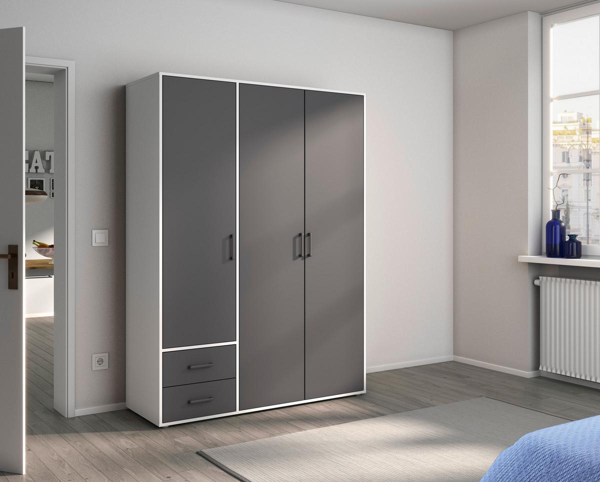 DULAP  USI ROTATIVE VOYAGER - alb/gri, Modern, material pe bază de lemn (140/194/53cm) - Modern Living