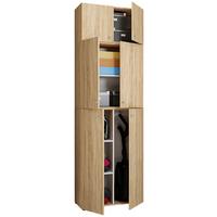 Mehrzweckschrank Lona XXL ca.70x223x39cm Eiche Dekor - Schwarz/Grau, MODERN, Holzwerkstoff/Kunststoff (70/223/39cm) - MID.YOU
