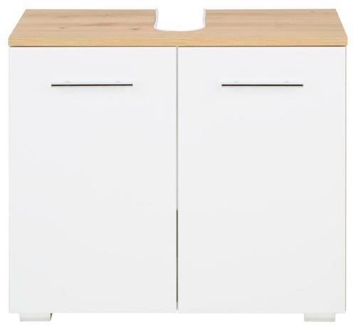 Meuble sous-lavabo in Weiss/Eichefarben - Weiss/Eichefarben, Modern, Holzwerkstoff/Kunststoff (65/58/32cm) - Mömax