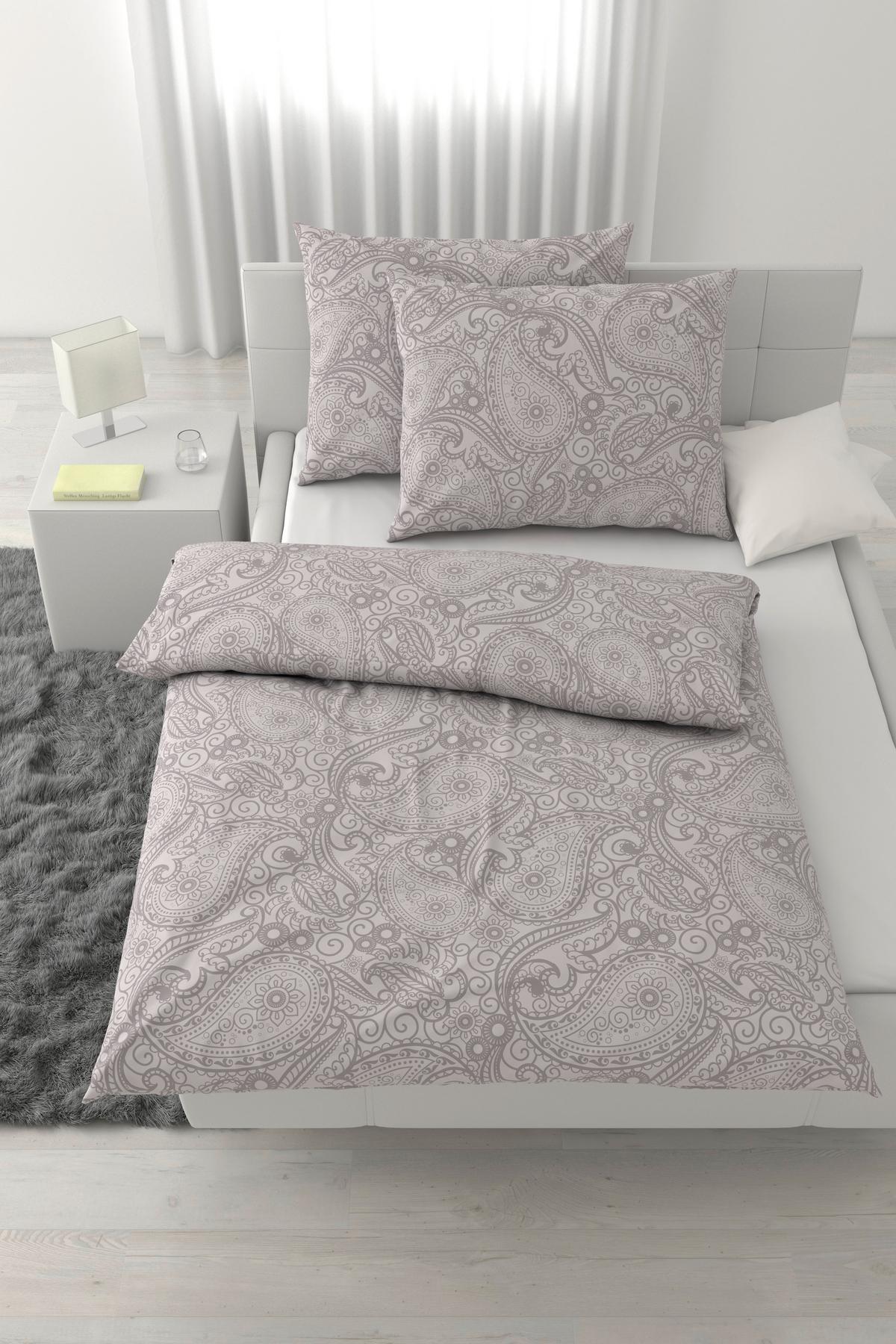 Posteljnina Paisley Xxl, Sivovijolična, 2x60/80,200/200 - starinsko roza, tekstil (200/200cm) - Mömax