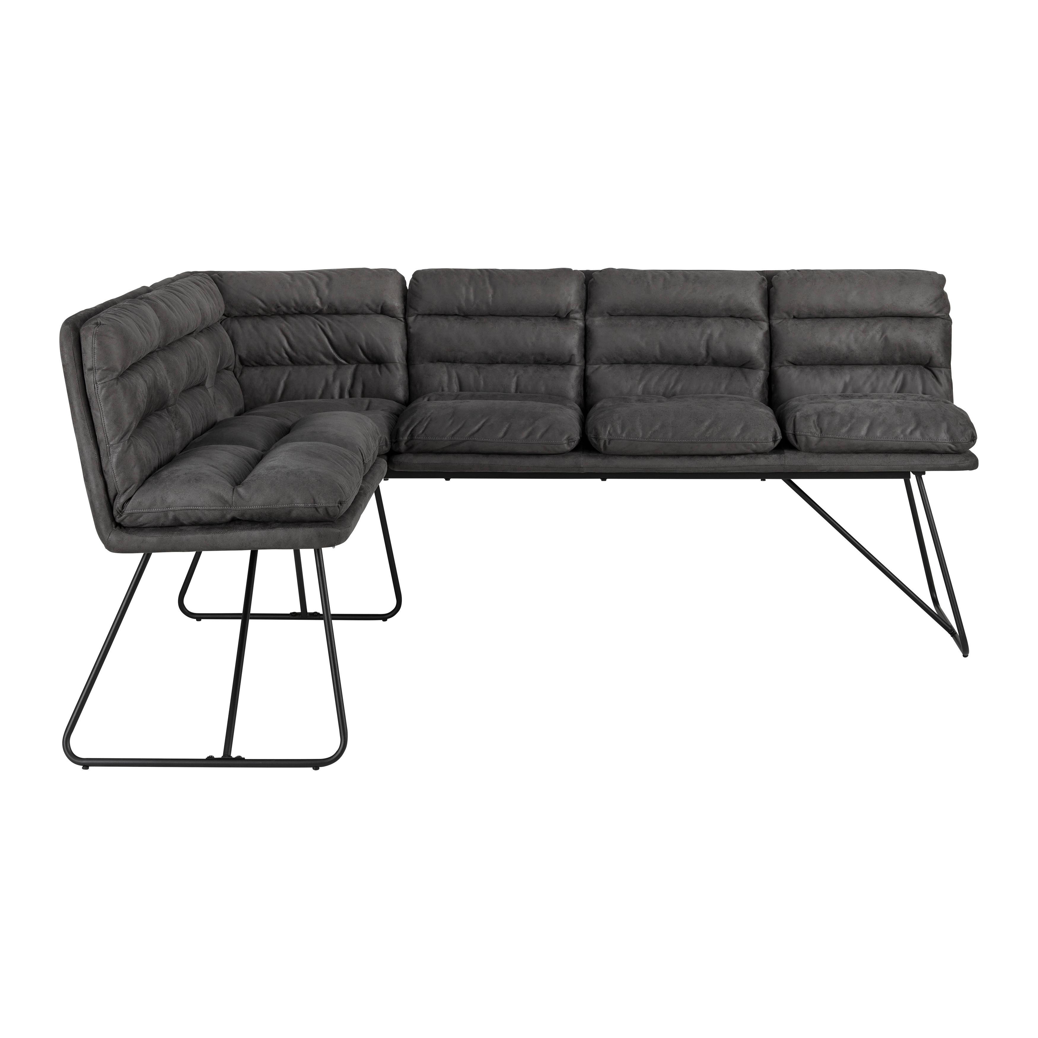 HÖRNBÄNK KONA - mörkgrå/svart, Modern, metall/trä (135/89/180cm) - Bessagi Home