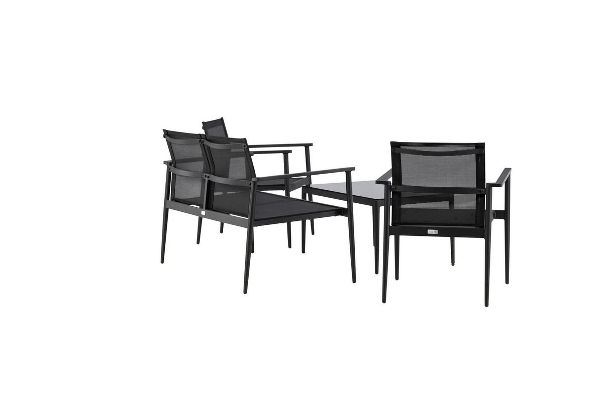 GARTENGARNITUR BREAK - Schwarz, KONVENTIONELL, Glas/Textil - Gardenson