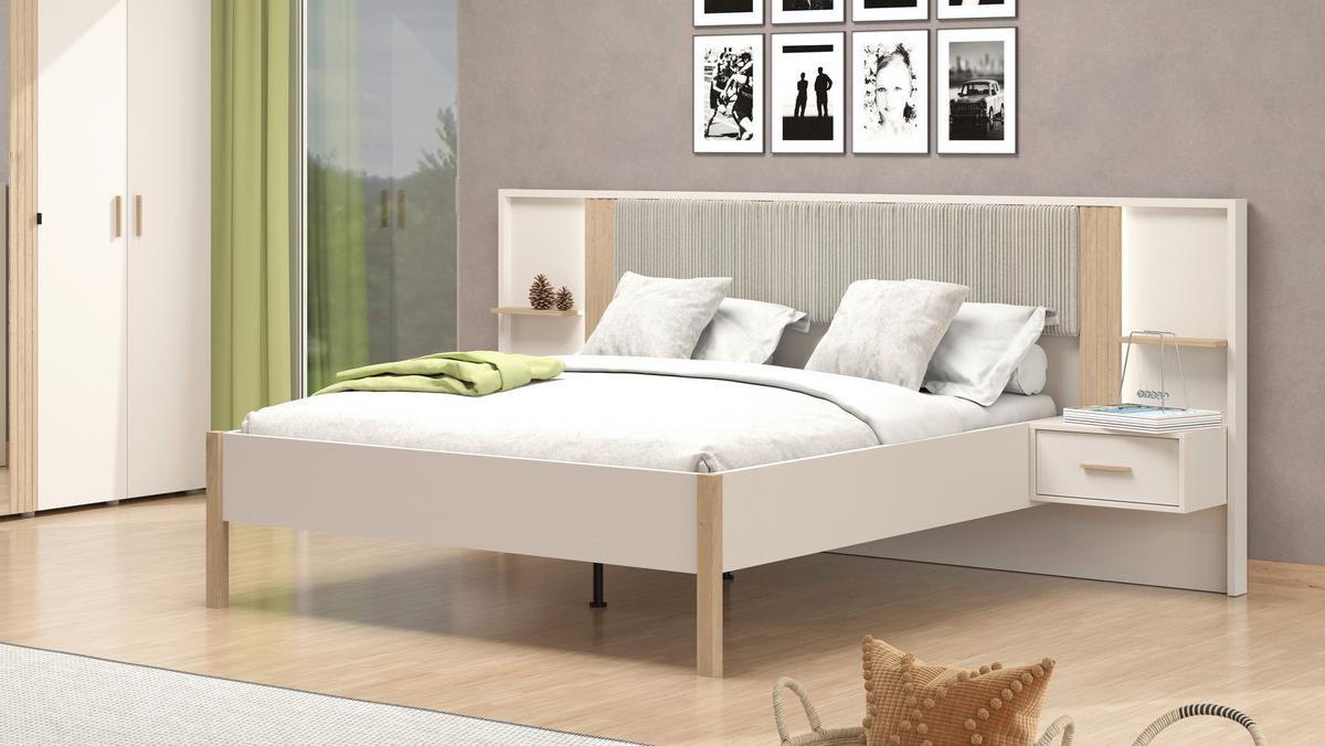 Ágykeret Belfort - kasmírszínű/Artisan tölgy, Modern, faalapú anyag (160/200cm)