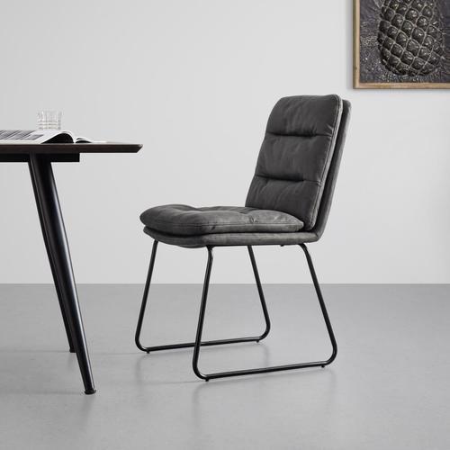Stuhl Kona Dunkelgrau Mikrofaser Gepolstert - Dunkelgrau/Schwarz, MODERN, Textil/Metall (48/90/65cm) - Bessagi Home