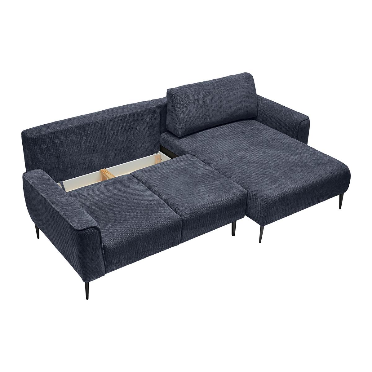 Ecksofa Custom Royalblau - Schwarz/Dunkelblau, MODERN, Textil/Metall (255/164cm) - Mömax