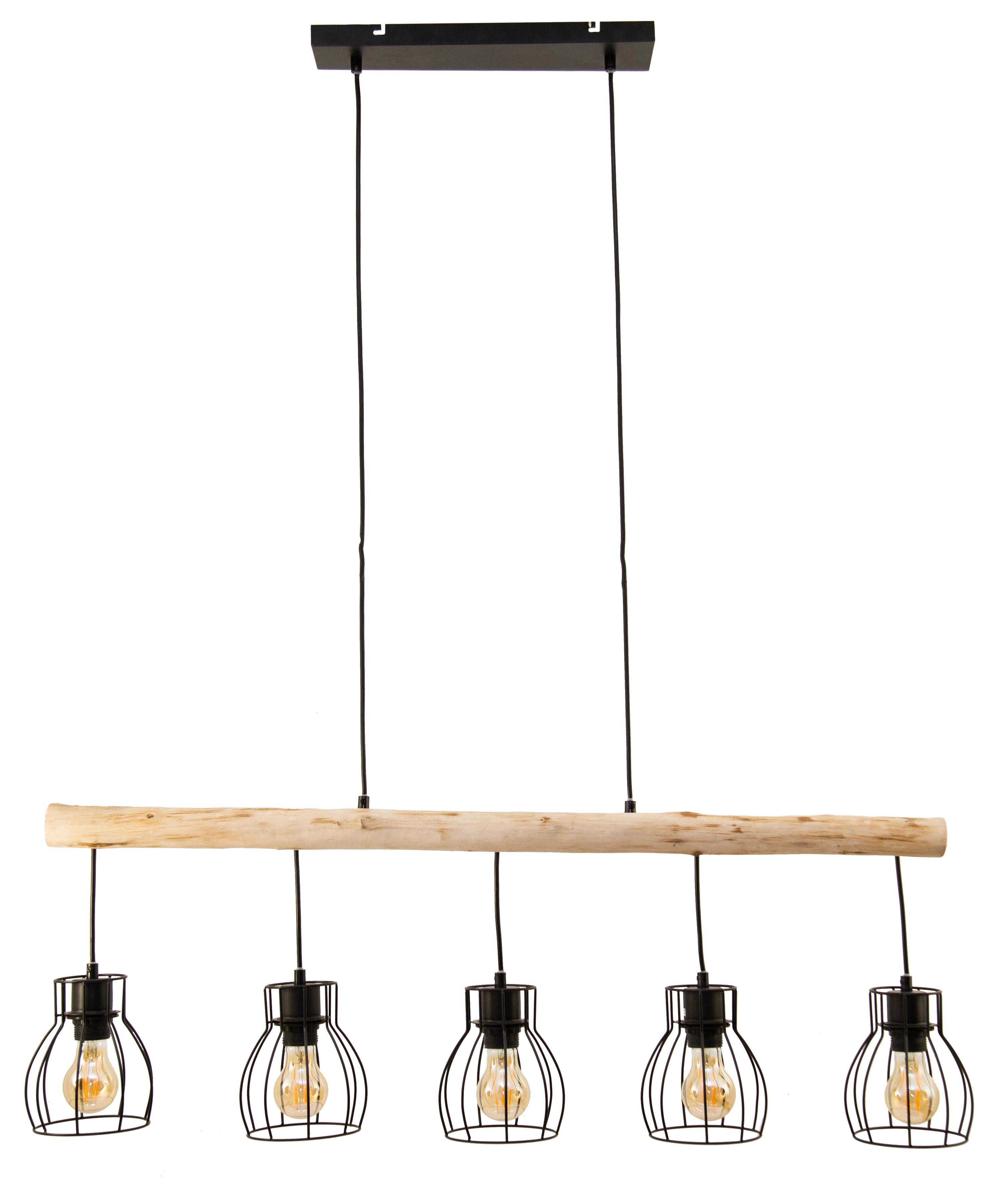 LAMPA WISZĄCA 15326-5NLU MINA *SBM* - kolor naturalny/czarny, Trend, metal/drewno (100/13,6/140cm) - Marama
