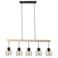 LAMPA WISZĄCA 15326-5NLU MINA *SBM* - kolor naturalny/czarny, Trend, metal/drewno (100/13,6/140cm) - Marama