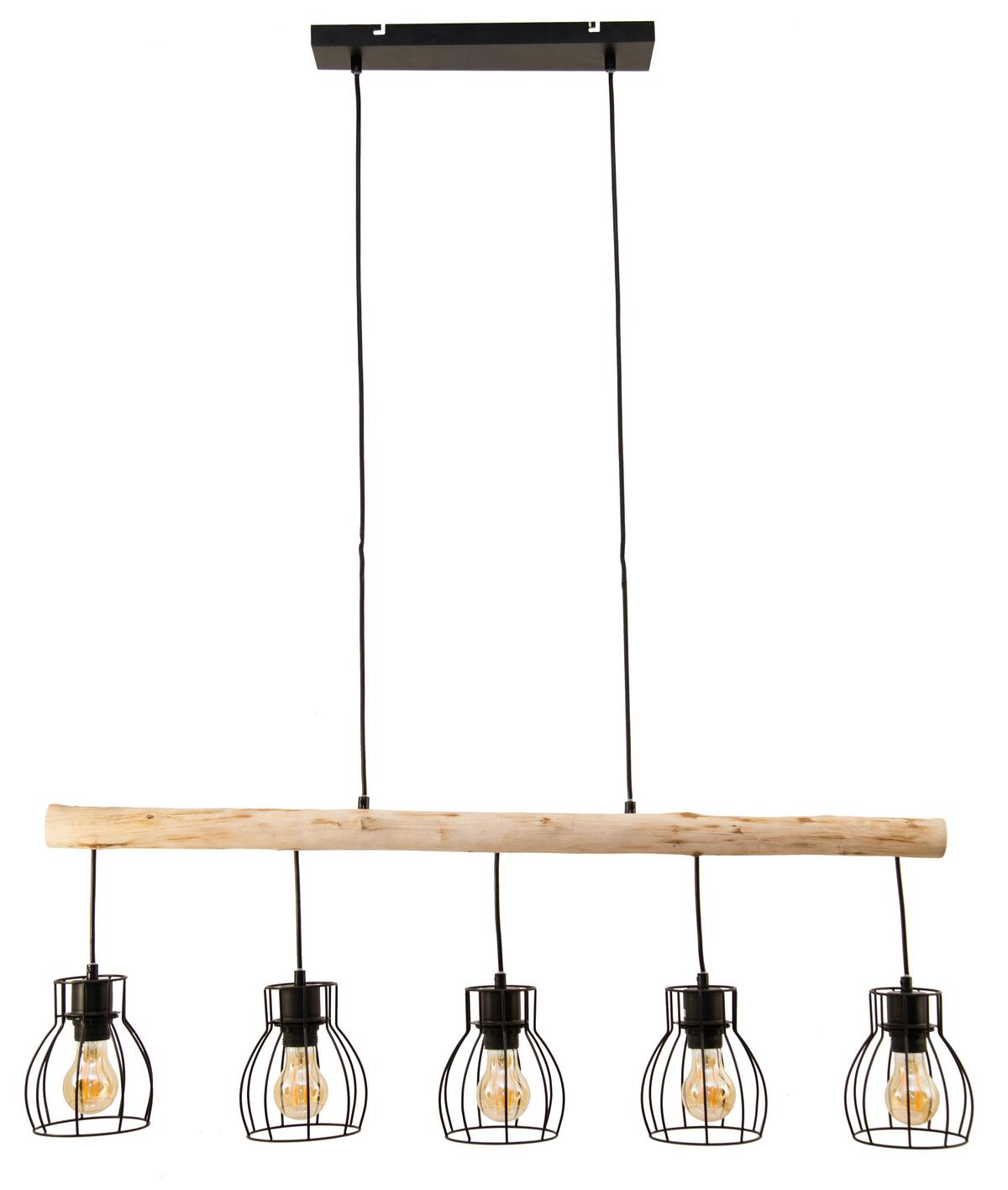 LAMPA WISZĄCA 15326-5NLU MINA *SBM* - kolor naturalny/czarny, Trend, metal/drewno (100/13,6/140cm) - Marama