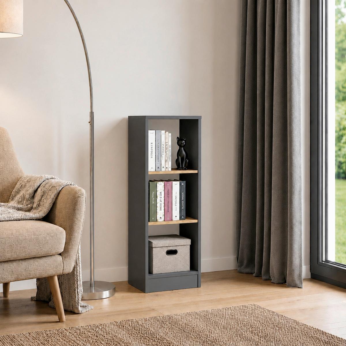 Regal Dilos S Anthrazit/Honigeiche - Honigeiche/Anthrazit, Design, Holzwerkstoff (38/114/30cm) - MID.YOU